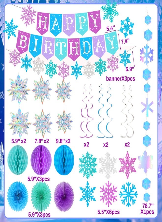 Bolake Snowflakes Decorations Frozenn Birthday Party Decorations Snowflakes Garland Hanging Decorations Winter Christmas Decorations for Winter Wonderlands Christmas Birthday Party Decorations - Image 2